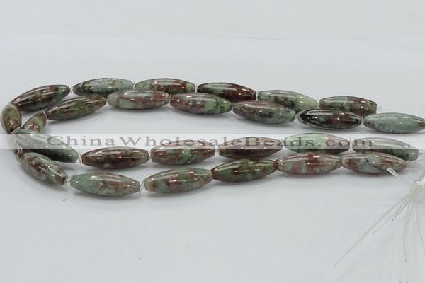 CGA55 15.5 inches 10*30mm rice red green garnet gemstone beads