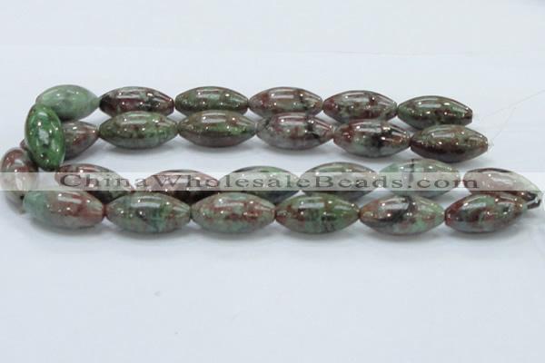 CGA57 15.5 inches 15*30mm rice red green garnet gemstone beads