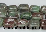 CGA63 15.5 inches 12*12mm square red green garnet gemstone beads