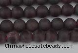 CGA671 15.5 inches 6mm round matte red garnet beads wholesale