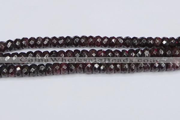 CGA680 15.5 inches 6*11mm faceted rondelle red garnet beads