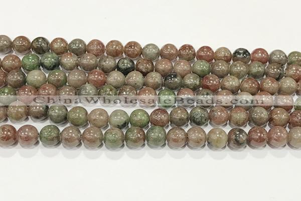CGA717 15.5 inches 8mm round Chinese red & green garnet beads
