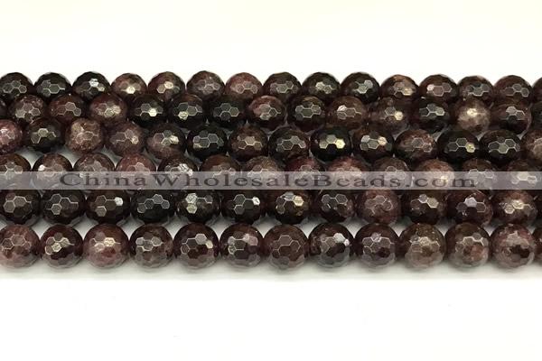 CGA730 15 inches 6mm faceted round red garnet beads wholesale