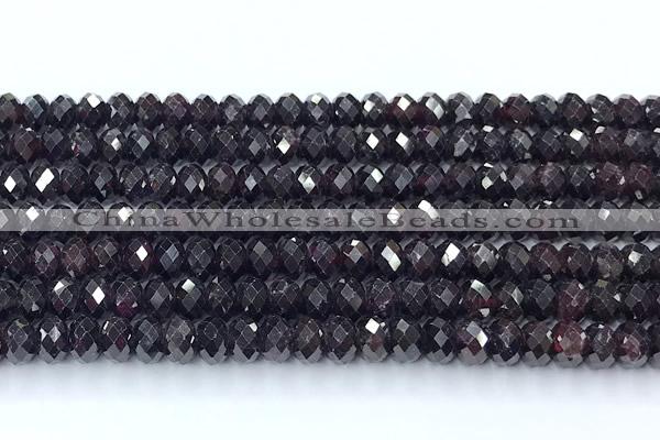 CGA735 15 inches 4*6mm faceted rondelle red garnet beads