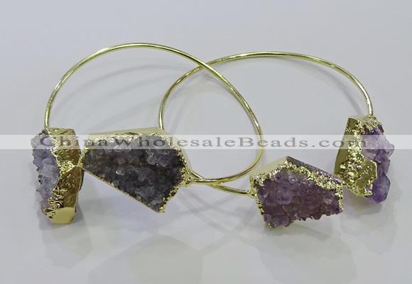 CGB1028 15*20mm - 20*25mm freeform druzy amethyst bangles