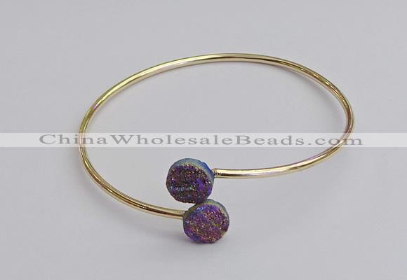 CGB2043 10mm coin plated druzy agate gemstone bangles wholesale