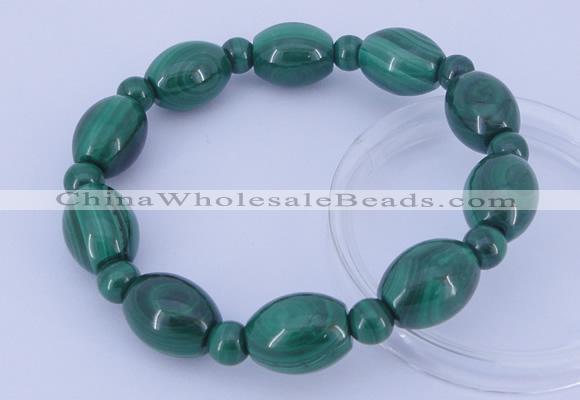 CGB227 8 inches round & rice natural malachite gemstone bracelets