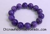 CGB2556 7.5 inches 16mm round charoite gemstone beaded bracelets