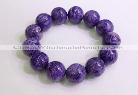 CGB2557 7.5 inches 18mm round charoite gemstone beaded bracelets