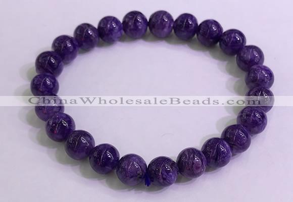 CGB2561 7.5 inches 8mm round charoite gemstone beaded bracelets