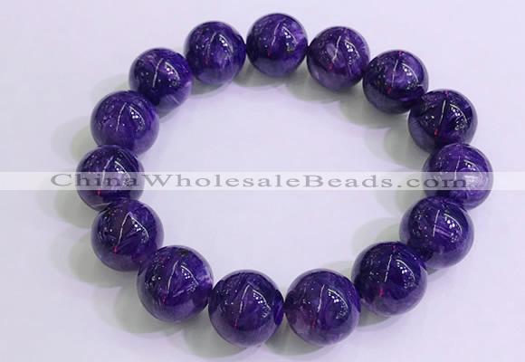 CGB2575 7.5 inches 14mm round charoite gemstone beaded bracelets