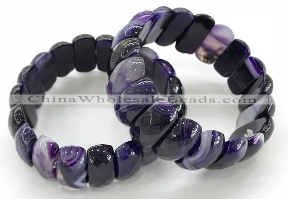 CGB3141 7.5 inches 11*23mm faceted oval agate bracelets