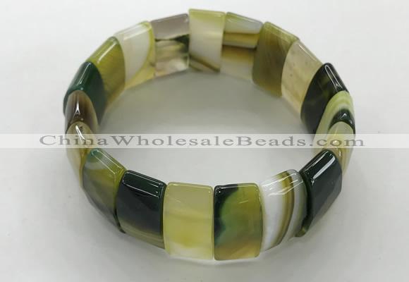 CGB3155 7.5 inches 11*23mm faceted rectangle agate bracelets