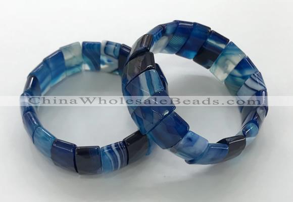 CGB3158 7.5 inches 11*23mm faceted rectangle agate bracelets