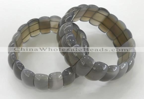 CGB3246 7.5 inches 12*25mm oval grey agate bracelets