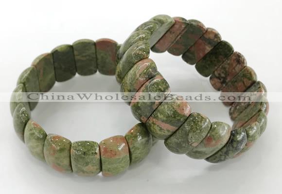CGB3250 7.5 inches 12*25mm oval unakite gemstone bracelets