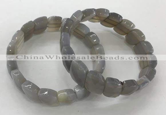 CGB3267 7.5 inches 10*15mm faceted marquise grey agate bracelets