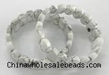 CGB3275 7.5 inches 10*15mm faceted oval white howlite bracelets