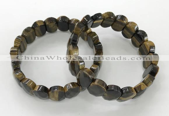 CGB3285 7.5 inches 10*15mm faceted oval yellow tiger eye bracelets