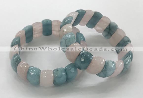 CGB3294 7.5 inches 10*20mm faceted oval mixed gemstone bracelets
