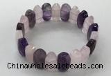 CGB3312 7.5 inches 10*20mm faceted oval mixed quartz bracelets