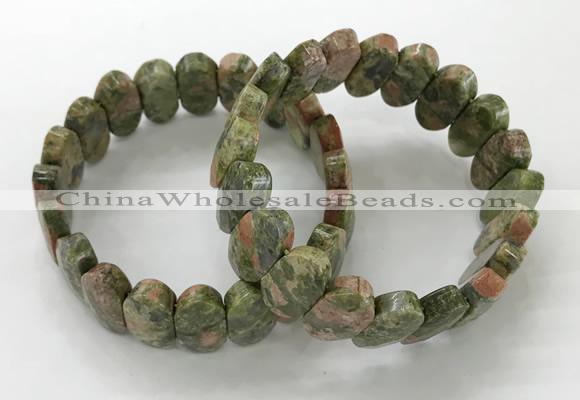 CGB3317 7.5 inches 10*20mm faceted oval unakite bracelets