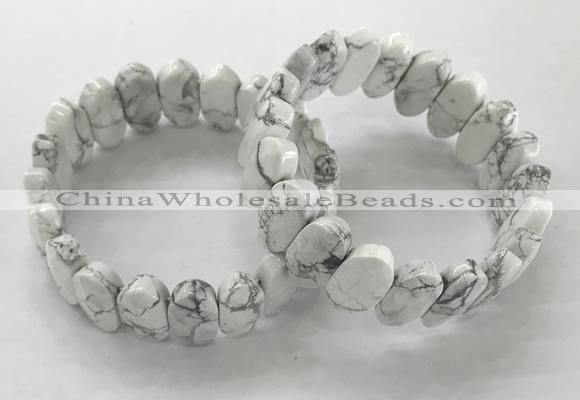 CGB3325 7.5 inches 10*20mm faceted oval white howlite bracelets