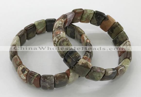 CGB3334 7.5 inches 10*15mm rectangle rainforest agate bracelets