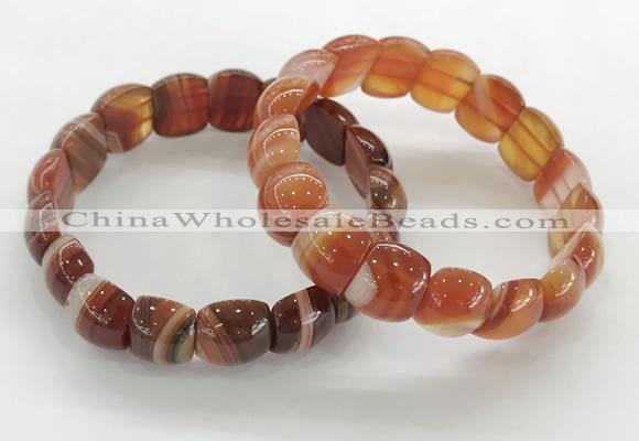 CGB3373 7.5 inches 10*15mm oval red line agate bracelets