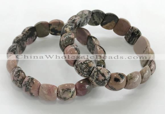 CGB3378 7.5 inches 10*15mm oval rhodonite bracelets wholesale