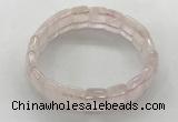 CGB3421 7.5 inches 12*15mm faceted rectangle rose quartz bracelets