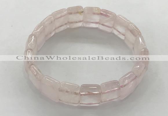 CGB3421 7.5 inches 12*15mm faceted rectangle rose quartz bracelets