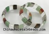 CGB3427 7.5 inches 12*15mm faceted rectangle mixed gemstone bracelets