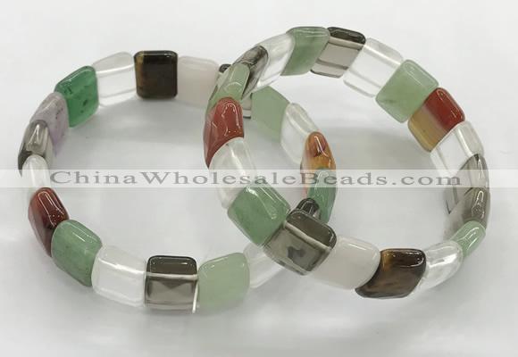CGB3427 7.5 inches 12*15mm faceted rectangle mixed gemstone bracelets