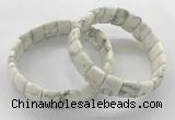 CGB3428 7.5 inches 12*15mm faceted rectangle white howlite bracelets