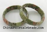 CGB3432 7.5 inches 12*15mm faceted rectangle unakite bracelets