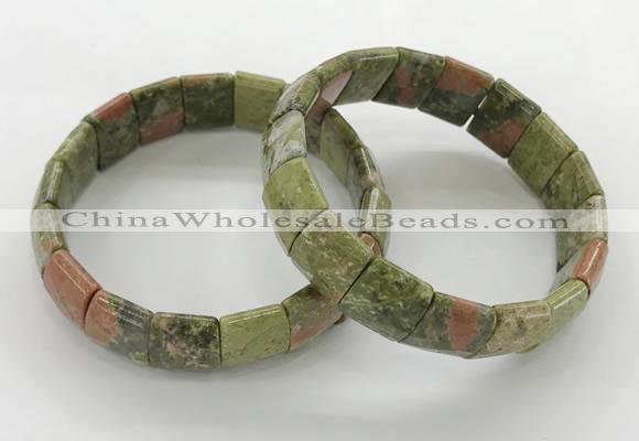 CGB3432 7.5 inches 12*15mm faceted rectangle unakite bracelets