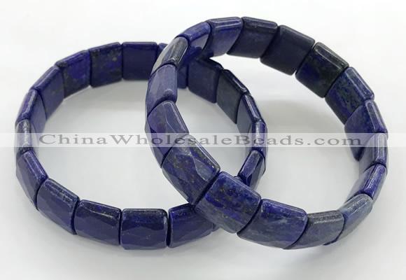 CGB3436 7.5 inches 12*15mm faceted rectangle lapis lazuli bracelets
