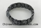 CGB3437 7.5 inches 12*15mm faceted rectangle snowflake obsidian bracelets