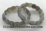 CGB3465 7.5 inches 10*14mm faceted oval grey agate bracelets