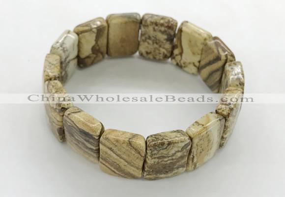 CGB3482 7.5 inches 15*20mm faceted rectangle picture jasper bracelets