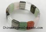 CGB3483 7.5 inches 15*20mm faceted rectangle mixed gemstone bracelets