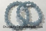 CGB4037 7.5 inches 8mm faceted round aquamarine beaded bracelets