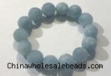 CGB4040 7.5 inches 14mm faceted round aquamarine beaded bracelets