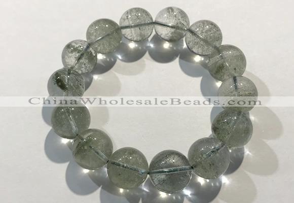 CGB4047 7.5 inches 14mm round green phantom quartz beaded bracelets