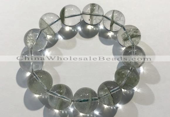 CGB4050 7.5 inches 18mm round green phantom quartz beaded bracelets