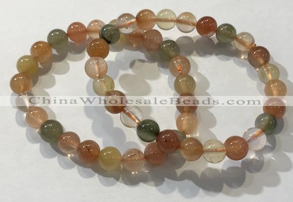 CGB4071 7.5 inches 8mm round mixed rutilated quartz beaded bracelets