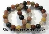 CGB4074 7.5 inches 13mm round mixed rutilated quartz beaded bracelets