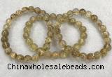 CGB4115 7.5 inches 8mm - 9mm round golden rutilated quartz beaded bracelets