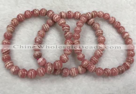 CGB4122 7.5 inches 7mm - 7.5mm round rhodochrosite beaded bracelets